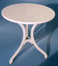 1930s Vitrolite & Cast Iron Round Bistro Table 29"T 24"D Heavy White Old Soda 