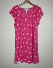Charter Club Intimates Nightgown Women's Sz Large Short Sleeve Pink w Palm Trees