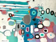 Abstract Expressionism Painting 9x12” Original on Paper Emilia Bachelier Art