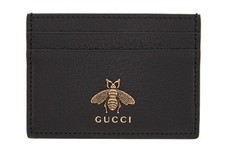 Authentic Gucci Leather Animalier Card Holder Black Wallet Bee