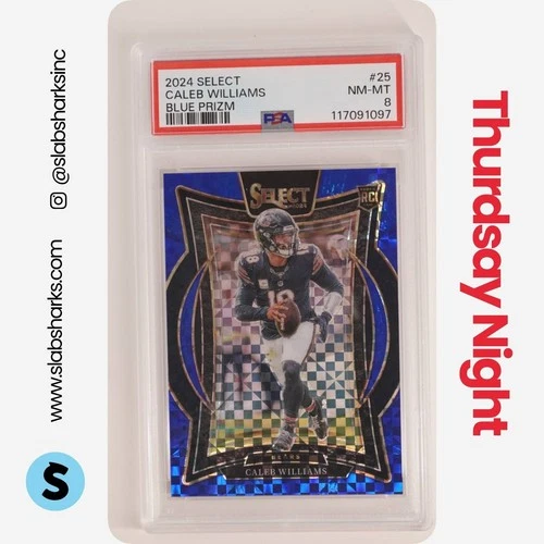 2024 PANINI SELECT #25 CALEB WILLIAMS CONCOURSE BLUE PRIZM RC ROOKIE /249 PSA 8