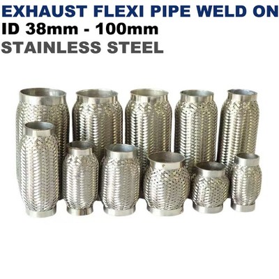 Exhaust Flexi Pipe Weld On Stainless Steel joint Repair Flex Flexible 38 - 100mm