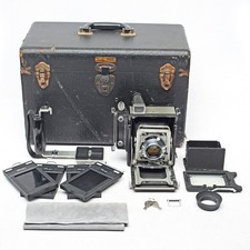 Graflex Century Graphic 2-1/4 x 3-1/4 Camera Mamiya 100mm f3.5 Lens backs SET