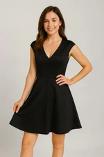 Love Ady Black Textured Fit & Flare Dress Women’s Small Cap Sleeve Party NYE