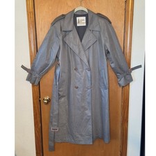 Vintage London Fog Gray Double Breasted Trench Coat Union Made USA Size 8 Pet