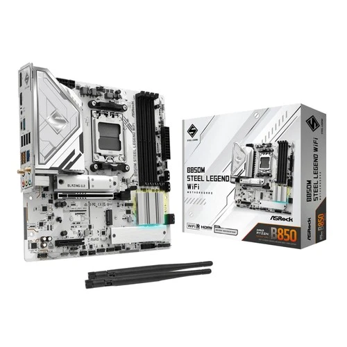 Asrock B850M Steel Legend WiFi Micro-ATX AMD Socket AM5 Motherboard - White
