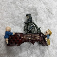 Rare!! Vintage Mechanical Bank Cast Iron Professor Pug Frog Fairytale Works!!