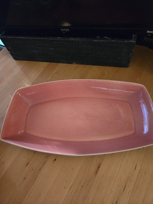 MCM Art Deco La Mirada Pottery Pink Serving Tray 15x8.5''