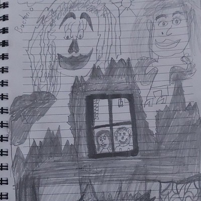 Original Abstract Faces and People Drawings Lot, Hand-Drawn Graphite Ink Art