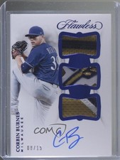 2019 Panini Flawless Rookie Sapphire 8/15 Corbin Burnes Triple Patch Auto 6fs
