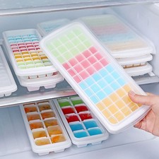 12/48/60Grids Plastic Ice Cube Trays with Non-Spill Lids,Easy to Remove Ice Cube