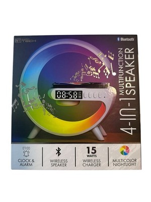 Simply Tech 4-in-1 Multifunction G-Shape Wireless Speaker, 15W Charger, Alarm Cl