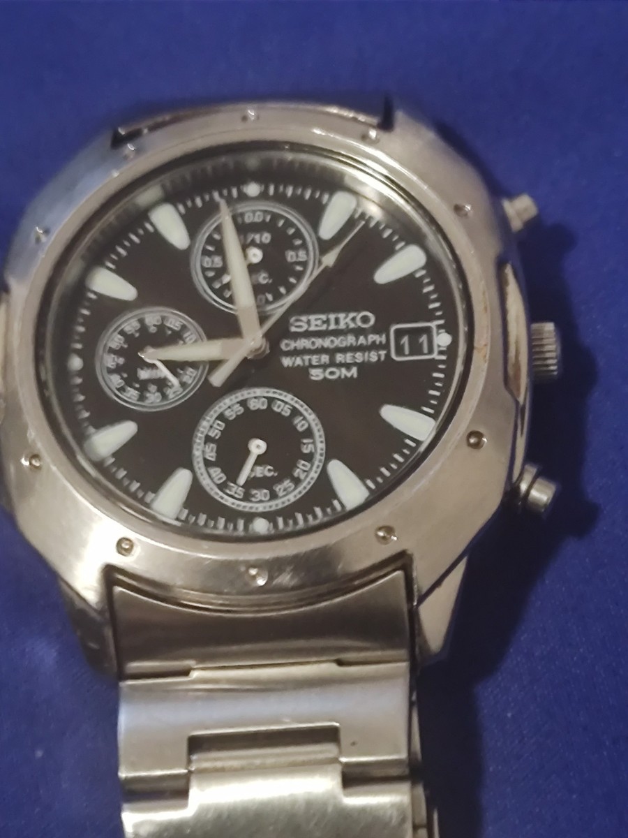 VINTAGE Seiko Men's CHRONOGRAPH Watch V657-9099 new Battery.3/21