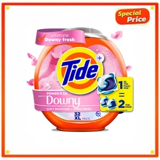 Tide Power PODS with Downy Soft Boosters Laundry Detergent April Fresh 32 Count