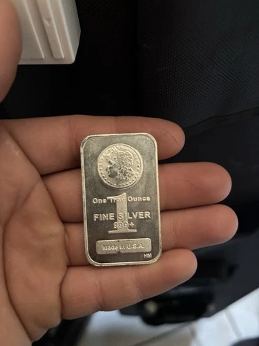 HM 1 Troy Ounce .999 Fine Silver Bar, Precious Metal Content 1 oz, Made in USA