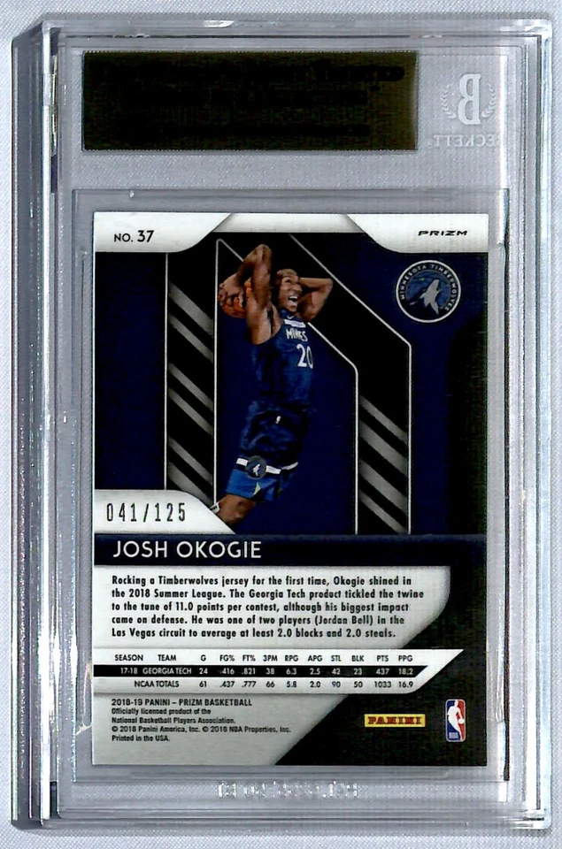 Josh Okogie 2018-19 Panini Prizm Prizms Fast Break Red Rookie /125 #37 BGS 9.5 - Image 2 of 2