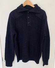 J. Crew Wallace  Barnes Sweater Men's L Collar Navy Blue Wool Pullover