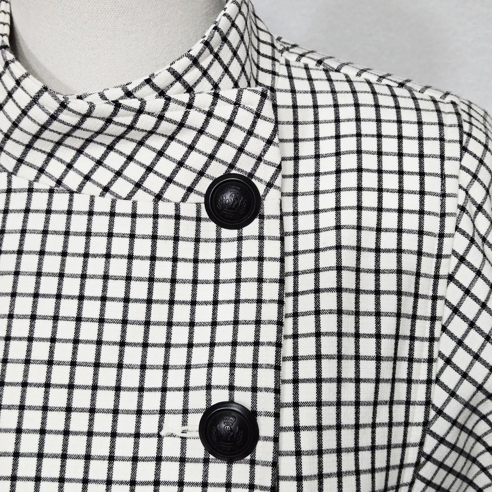 Cabi Windowpane Jacket Womens Medium White Asymmetrical Button Fall 2016 #3173 - Image 3 of 4