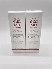 2x Elta MD UV Clear Broad-spectrum Facial Sunscreen SPF 46 1.7 oz EXP 2027
