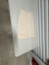 Banana Republic Cream Utility Midi Denim Skirt with Front Slit