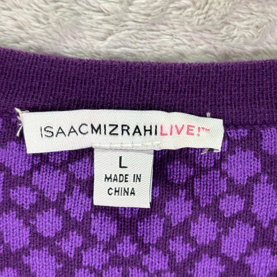Suéter Cárdigan Largo Isaac Mizrahi Live Para Mujer L Púrpura Botón Frontal Acogedor Foto 2 de 4