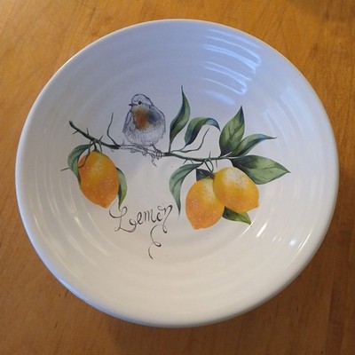 Bowl Lemon With Bird 9x3'' Ceramica Cuore Made In Italy New