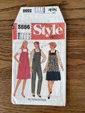 1981 Vintage Style Sewing Pattern 3556 Maternity Dress Dungarees Size 10 Cut