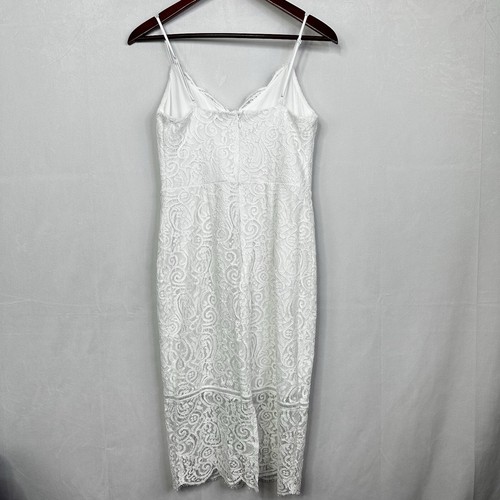 Abito midi pizzo espresso senza maniche scollo a V sposa matrimonio spiaggia bodycon tubino - Foto 8 di 13
