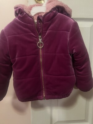 Epic Threads Toddler Girl's Velvet & Faux Fur Puffer Jacket Pink Size 2T