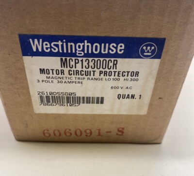 1) MCP13300R Westinghouse 30Amp 600Volt 3P Motor Circuit Protector New