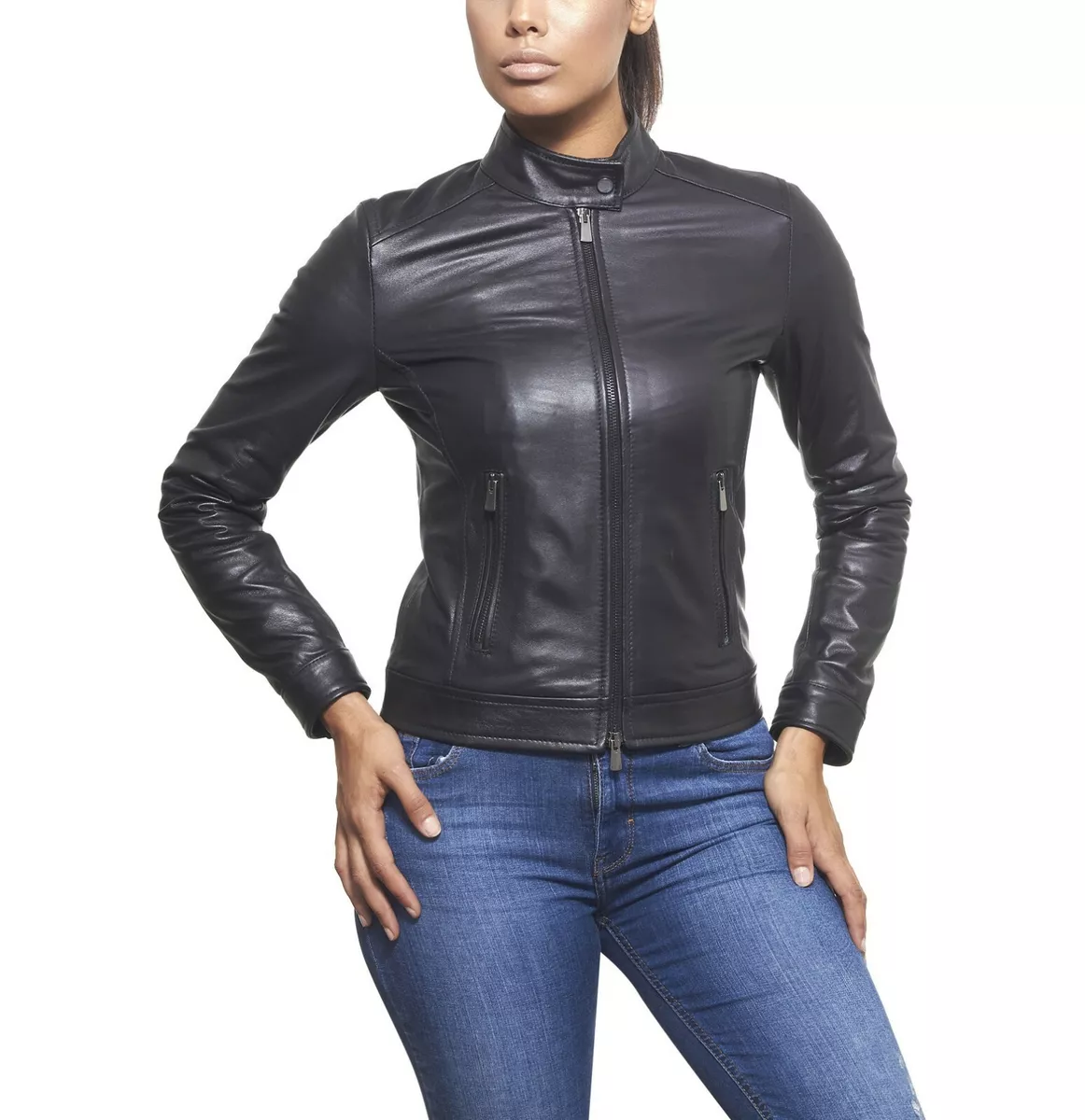 Jacket Leather Size Women Women s Biker Motorcycle Coat Moto