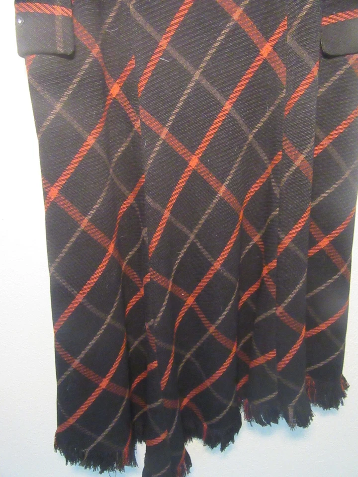 Falda larga a cuadros de lana NY vintage con bolsillos laterales, flecos talla 6 Foto 2 de 4