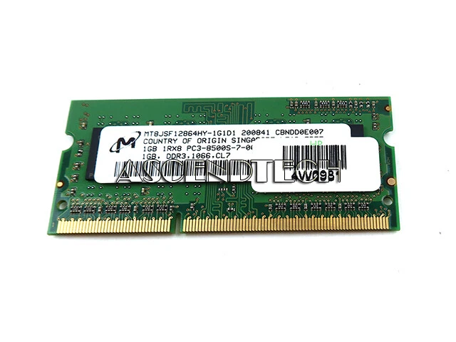 CRUCIAL 1GB DDR3 PC3-8500 1066MHZ CL7 LAPTOP MEMORY MODULE CT12864BC1067.8SFD - Image 2 of 2