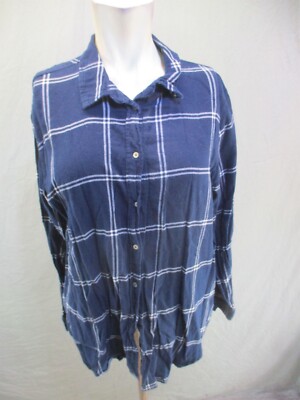 H&M Size 14 Womens Multicolor Plaid 100%Cotton ButtonUp Collar Flannel Shirt 278
