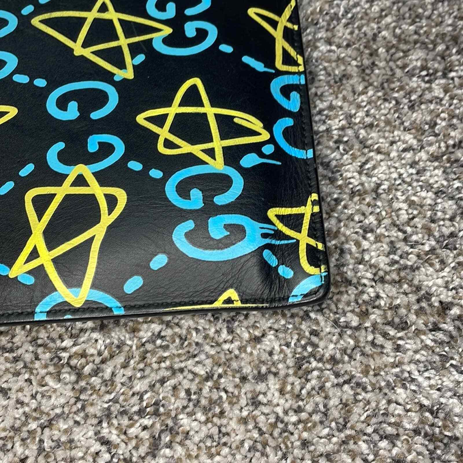 Authentic GUCCI black large leather ghost clutch … - image 9