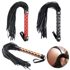 NEW  Flirting- Toy Soft Genuine Suede Leather Flogger Whips With Braided Handle