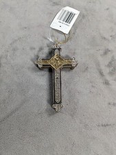 Vintage Resin Cross Gold Tone Christmas Ornament 5  