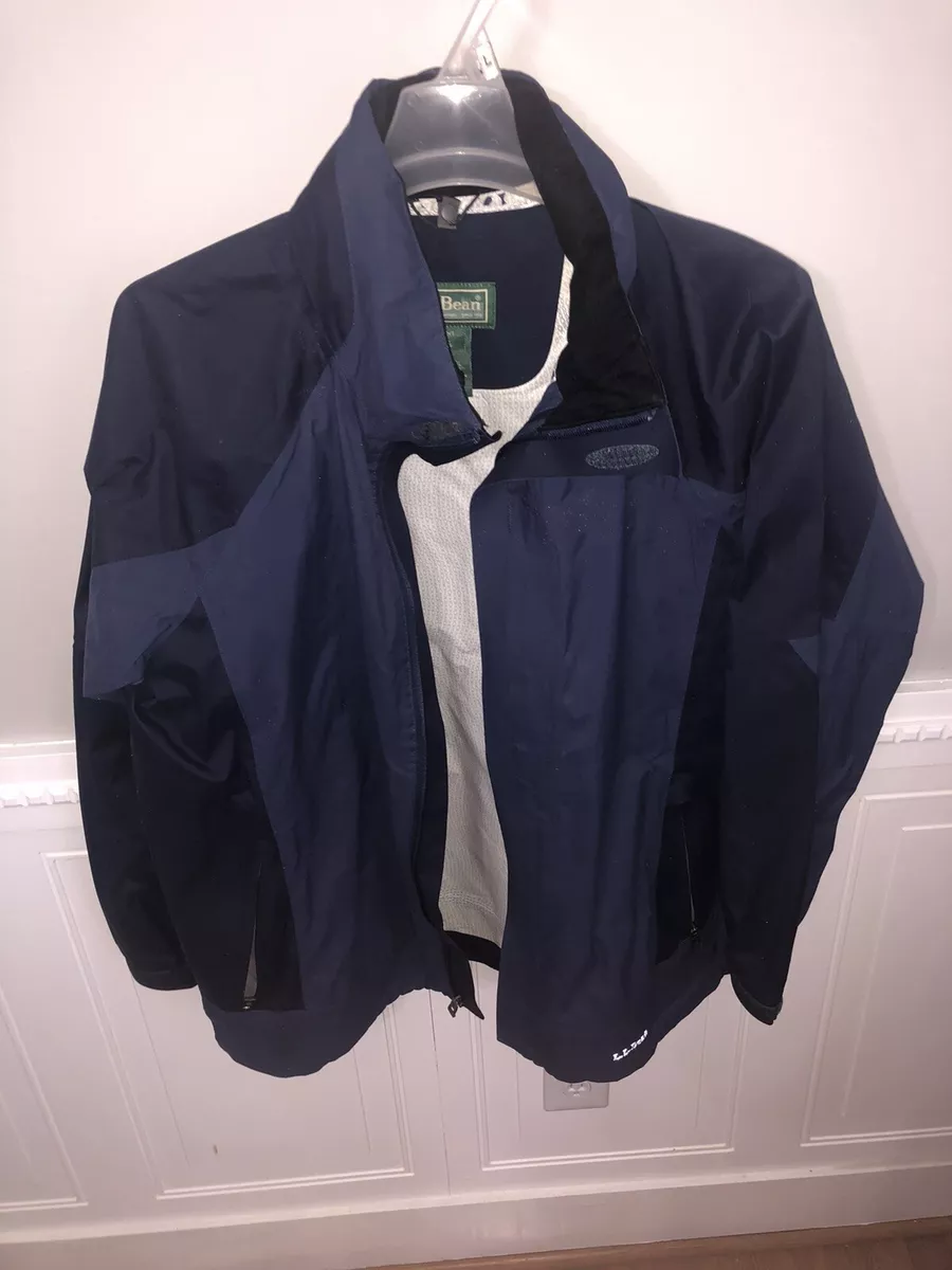 LL Bean The Weather Channel Hooded Rain Jacket Mens Large Color Blue