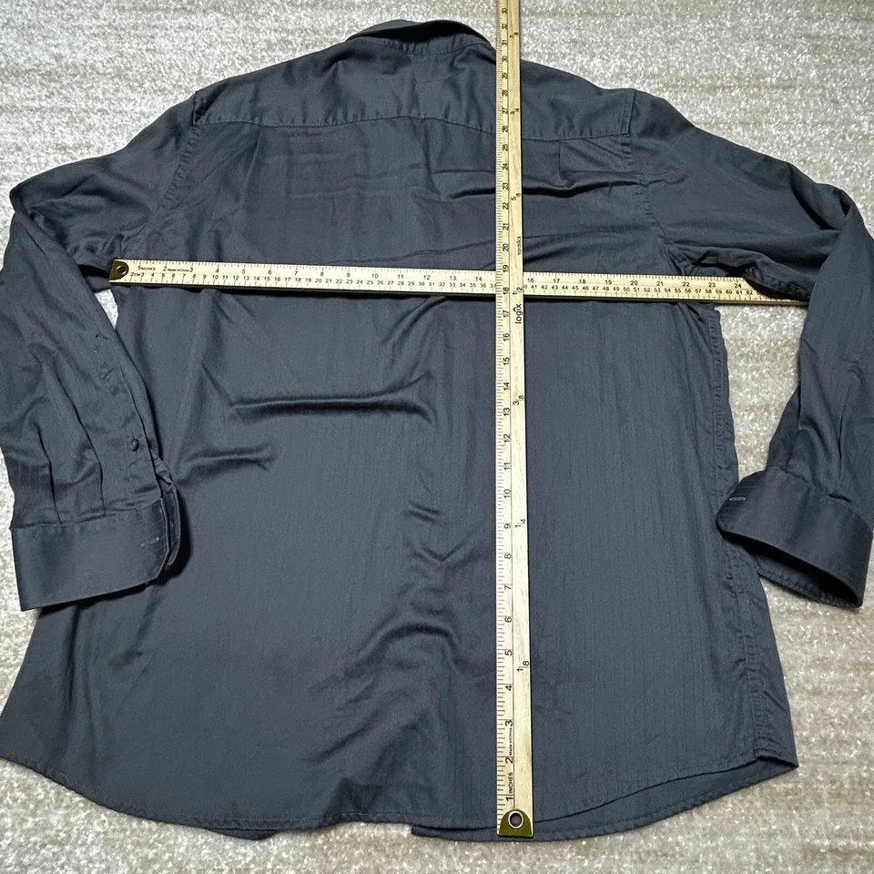 John Henry Mens XL Black Button Down Dress Shirt  Cotton Blend Long Sleeve - Image 4 of 4