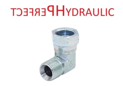 PERFECT HYDRAULIC Hydraulik Winkelige Verschraubung mit einer Überwurfmutter BSP UNF ORFS und Met.