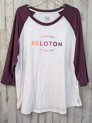 Peloton Ringer T Shirt Top Womans Plus 1X Gym Workout Atheleisure 3/4 Sleeve