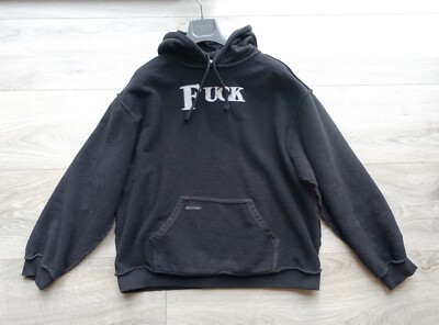 VETEMENTS HOODIE XS oversized black reversible fcuk oversize hoody sweater