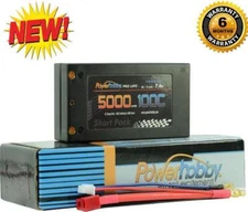 PowerHobby 2S 7.4V 5000mAh 100C Shorty Lipo Battery w 4mm Bullet Connectors