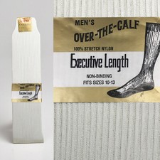 1950s Deadstock Ivory Socks Rib Knit VTG Sheer Dress Lightweight Over the Calf