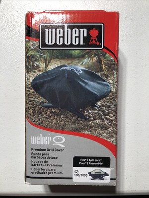 NEW Weber Premium Grill Cover Series Q 100/1000 Black 7110 OEM Protective Bag