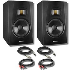 Adam Audio T5V Pair with cables and a polishing cloth