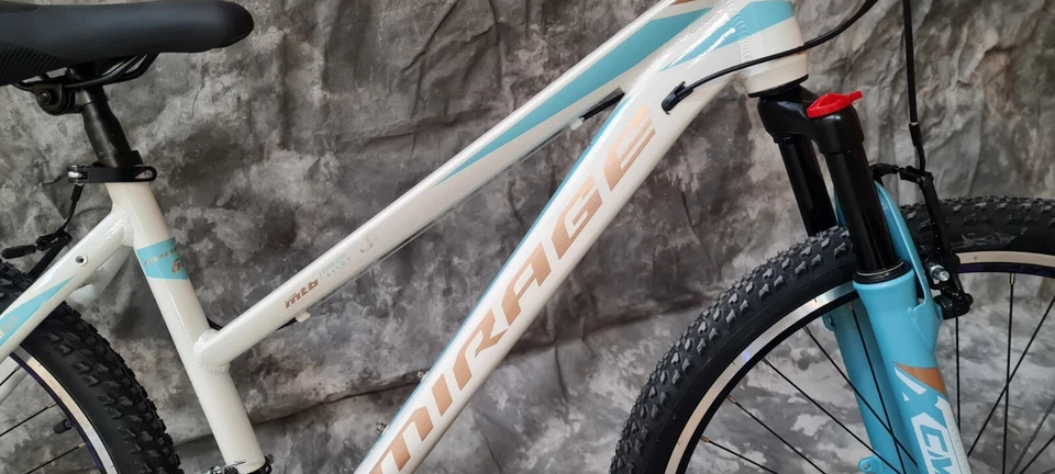 24 Zoll ALU Damen Mädchen MTB Gefedert mit 21-Gang Shimano NEU 2466-weiß-türkis - Bild 4 von 4