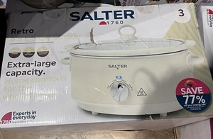 Salter Retro 6.5L Slow Cooker – 3 Heat Settings & Keep Warm (Damaged )