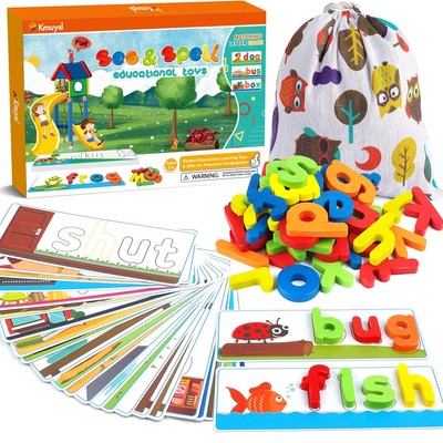 Learning Toys for 2 3 4 5 6 Years Old Boys and Girls - See & Spell CVC Word B...