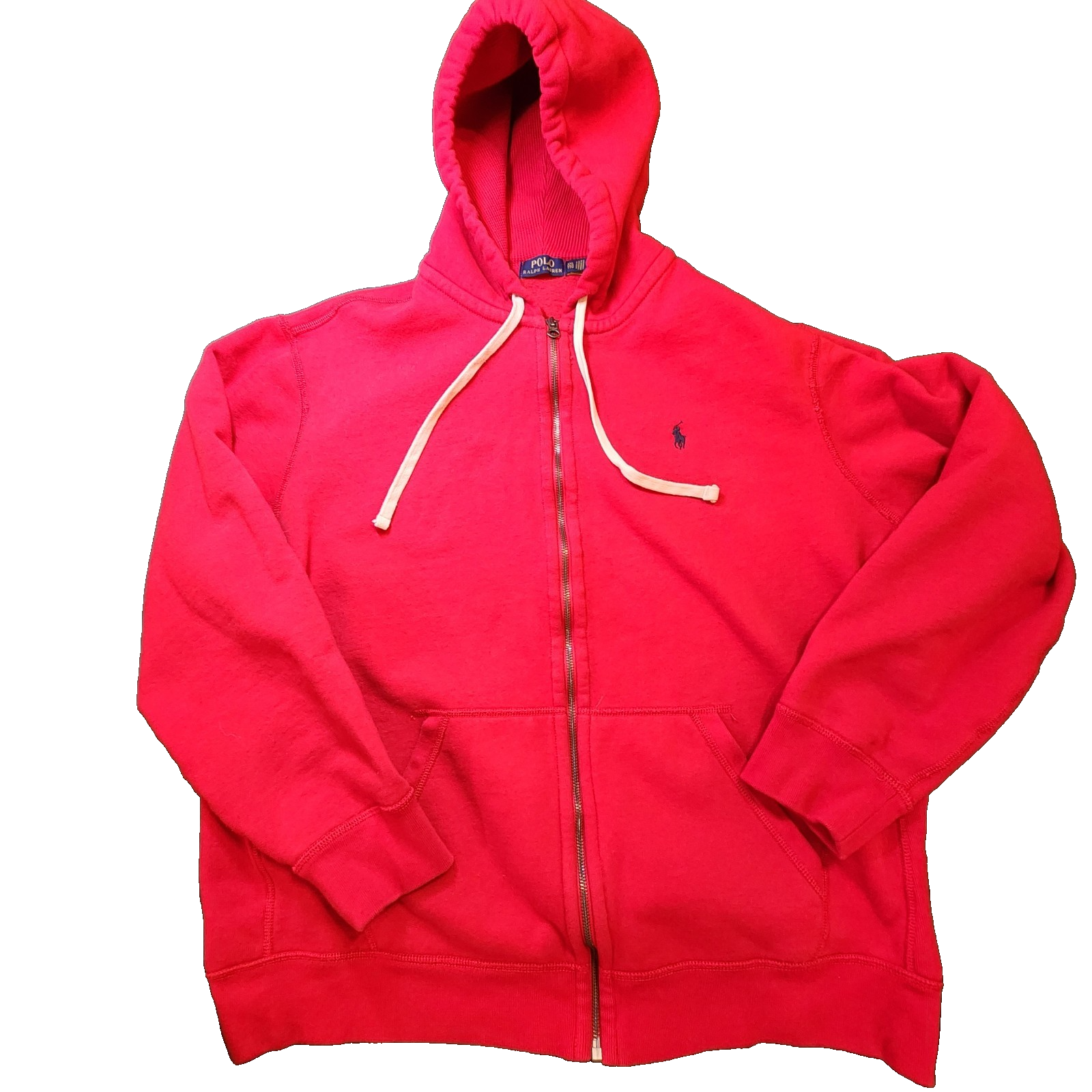 Vintage Polo Ralph Lauren rossa felpa con cappuccio pesante termica spessa XXL zip Y2K pony
